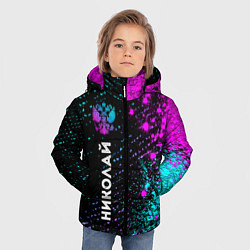Куртка зимняя для мальчика Николай и неоновый герб России по-вертикали, цвет: 3D-черный — фото 2