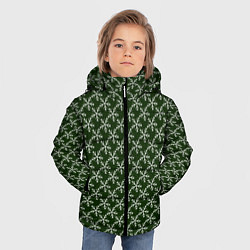 Куртка зимняя для мальчика Паттерн снежинки тёмно-зелёный, цвет: 3D-черный — фото 2