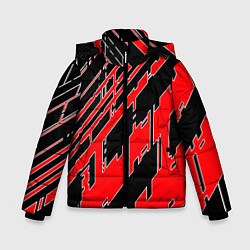 Куртка зимняя для мальчика Киберпанк линии красные, цвет: 3D-черный