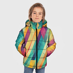 Куртка зимняя для мальчика Цветные диагональные полосы, цвет: 3D-красный — фото 2