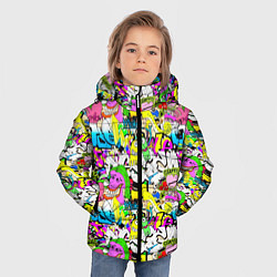 Куртка зимняя для мальчика Цветное граффити, цвет: 3D-черный — фото 2