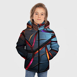 Куртка зимняя для мальчика Разлом синих плит абстракт, цвет: 3D-красный — фото 2