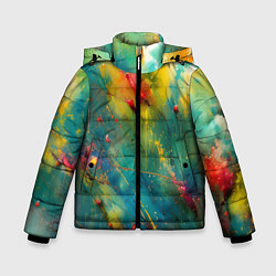 Куртка зимняя для мальчика Абстрактные мазки краски, цвет: 3D-красный
