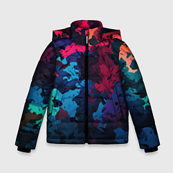 Куртка зимняя для мальчика Хаотичный яркий камуфляж, цвет: 3D-светло-серый