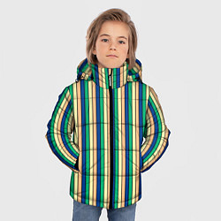 Куртка зимняя для мальчика Полосатый жёлто-зелёно-синий, цвет: 3D-светло-серый — фото 2