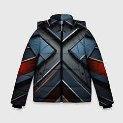Куртка зимняя для мальчика Темная объемная геометрия, цвет: 3D-светло-серый