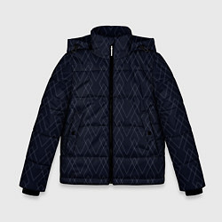 Куртка зимняя для мальчика Тёмный синий геометричные линии, цвет: 3D-черный