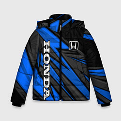Куртка зимняя для мальчика Honda motors - синяя спортивная абстракция, цвет: 3D-светло-серый
