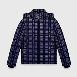 Куртка зимняя для мальчика Тёмно-синий паттерн кружочки, цвет: 3D-черный