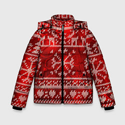 Куртка зимняя для мальчика Рождественские узоры оленей, цвет: 3D-светло-серый