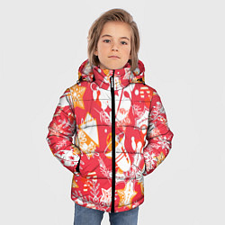 Куртка зимняя для мальчика Рождественские узоры колокольчики, цвет: 3D-светло-серый — фото 2