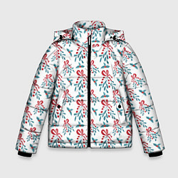 Куртка зимняя для мальчика Веточки омелы и остролиста для праздника, цвет: 3D-светло-серый