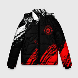 Куртка зимняя для мальчика ФК Манчестер Юнайтед спортивные краски, цвет: 3D-черный