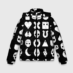 Куртка зимняя для мальчика Любовь смерть и роботы паттерн, цвет: 3D-светло-серый