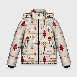 Куртка зимняя для мальчика Елочный узор, цвет: 3D-светло-серый