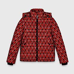 Куртка зимняя для мальчика Красные и чёрные треугольники, цвет: 3D-светло-серый