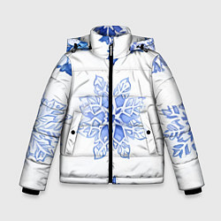 Куртка зимняя для мальчика Снежинки в ряд, цвет: 3D-черный
