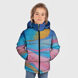 Куртка зимняя для мальчика Жидкая синяя и розовая краска, цвет: 3D-светло-серый — фото 2