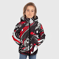 Куртка зимняя для мальчика Красно-белые волны, цвет: 3D-черный — фото 2