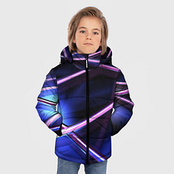 Куртка зимняя для мальчика Фиолетовая геометрическая абстракция, цвет: 3D-черный — фото 2