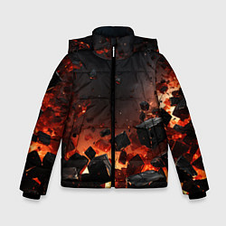 Куртка зимняя для мальчика Взрыв плит и огонь, цвет: 3D-красный