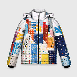 Куртка зимняя для мальчика День в новогоднем городе, цвет: 3D-светло-серый