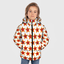 Куртка зимняя для мальчика Красные звезды с контуром, цвет: 3D-светло-серый — фото 2