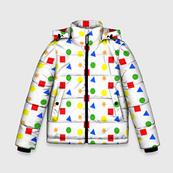 Куртка зимняя для мальчика Разноцветные геометрические фигурки, цвет: 3D-светло-серый