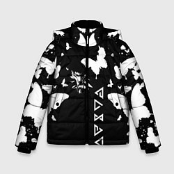 Куртка зимняя для мальчика Ведьмак белые бабочки цирилла, цвет: 3D-черный