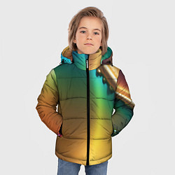 Куртка зимняя для мальчика Радужный градиент с накидкой, цвет: 3D-светло-серый — фото 2