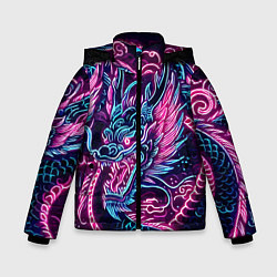 Куртка зимняя для мальчика Neon Japanese dragon - irezumi, цвет: 3D-светло-серый