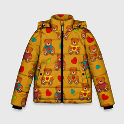 Зимняя куртка для мальчика Игрушечные мишки и разноцветные сердца