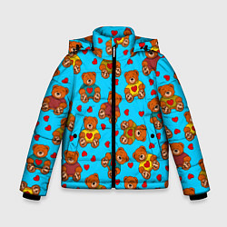Зимняя куртка для мальчика Мишки в цветных свитерах и сердечки