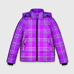 Куртка зимняя для мальчика Фиалковая шотландская клетка, цвет: 3D-светло-серый