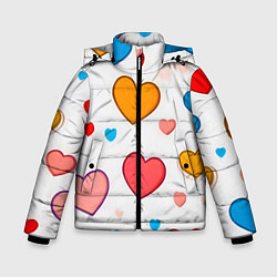 Куртка зимняя для мальчика Сердца сердечки, цвет: 3D-светло-серый