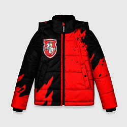 Куртка зимняя для мальчика Белоруссия краски текстура, цвет: 3D-красный