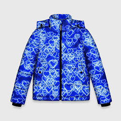 Зимняя куртка для мальчика Неоновые сердечки синие