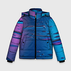 Зимняя куртка для мальчика Неоновая поверхность синяя с каплями воды