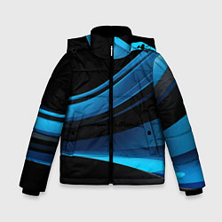 Зимняя куртка для мальчика Черная и синяя геометрическая абстракция