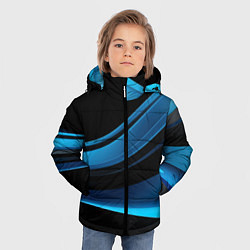Куртка зимняя для мальчика Черная и синяя геометрическая абстракция, цвет: 3D-красный — фото 2