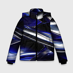 Куртка зимняя для мальчика Синие и серебреные абстрактные полосы, цвет: 3D-светло-серый