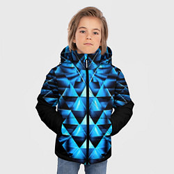 Куртка зимняя для мальчика Синие абстрактные ромбики, цвет: 3D-черный — фото 2