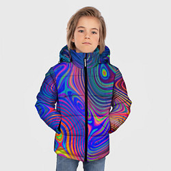Куртка зимняя для мальчика Яркая абстракция волнистых линий, цвет: 3D-красный — фото 2
