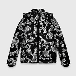 Зимняя куртка для мальчика Капли жидкого металла - камуфляж на чёрном