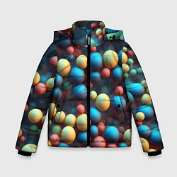 Куртка зимняя для мальчика Разноцветные шарики молекул, цвет: 3D-черный