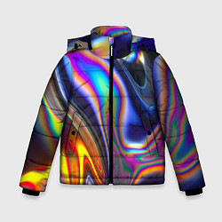 Зимняя куртка для мальчика Жидкая голографическая бензиновая абстракция