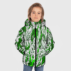 Куртка зимняя для мальчика Белый и зелёный узор, цвет: 3D-черный — фото 2