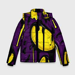 Зимняя куртка для мальчика Желтые яркие пятна краски на фиолетовом