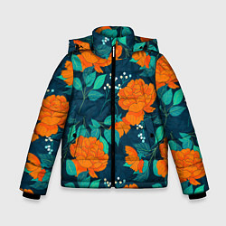 Зимняя куртка для мальчика Паттерн с оранжевыми цветами
