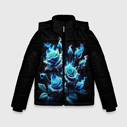 Куртка зимняя для мальчика Розы в голубом огне, цвет: 3D-светло-серый